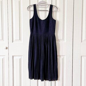 J Crew Navy Pleated Knit Dress 4P NWT